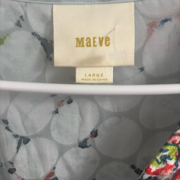 Anthropologie Maeve Blouse Silk Burnout Oversized Floral Wrap Boho Romantic L - Picture 4 of 7